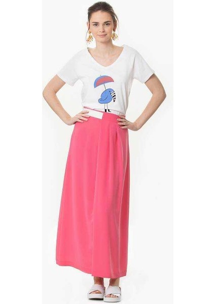 Bel Detaylı Uzun Etek Pembe Y1615009_038