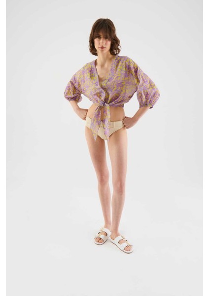 Bağlamalı Renkli Kadın Gömlek Standart Renk Y2213593_089 modelleri