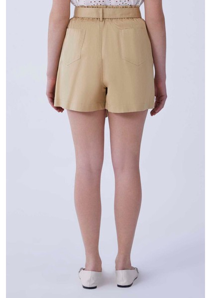 Kuşaklı Mini Kadın Şort Camel Y2112633_035 fiyatları