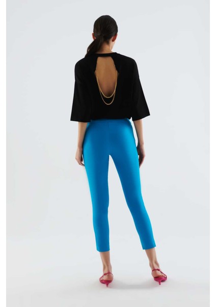 Kısa Paçalı Düğmeli Kadın Pantolon Turkuaz Y2212074_029 fiyatları