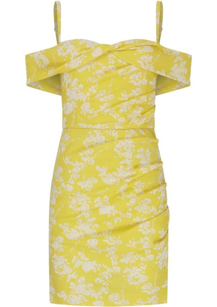 Askılı Desenli Mini Abiye Elbise Standart Renk Y2211515_089