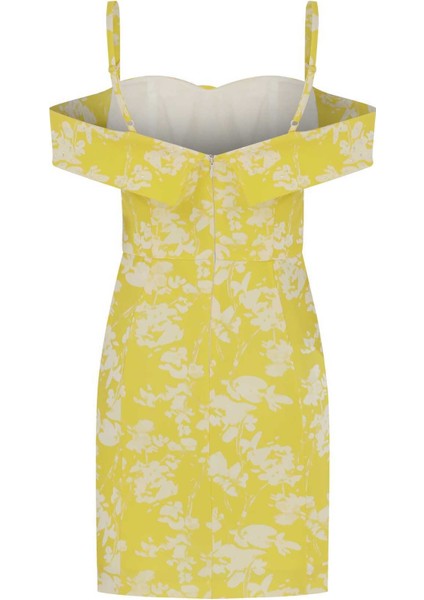 Askılı Desenli Mini Abiye Elbise Standart Renk Y2211515_089