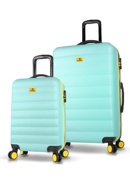 Colors Abs 2'li Valiz Seti (Kabin ve Büyük) Mint Yeşili