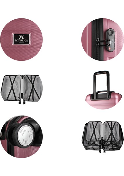 Colors Abs 2'li Valiz Seti (Kabin ve Büyük) Rose Gold