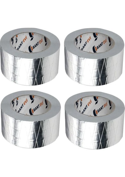 Takviyeli Alüminyum Folyo Bant 4 Adet 50MM x 25METRE Yanmaz Folyo Bant Takviyeli 5cm