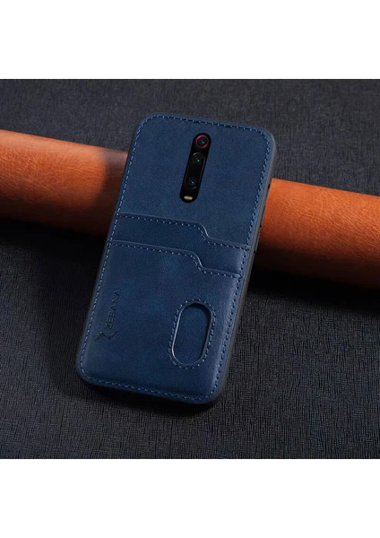 Xiaomi Mi 9t Kılıf Zebana Kartlıklı Lüx Deri Kılıf Lacivert