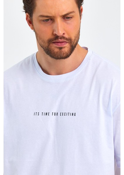 Erkek Baskılı Basic Oversize Bisiklet Yaka 2'li Pamuklu T-Shirt fırsatları