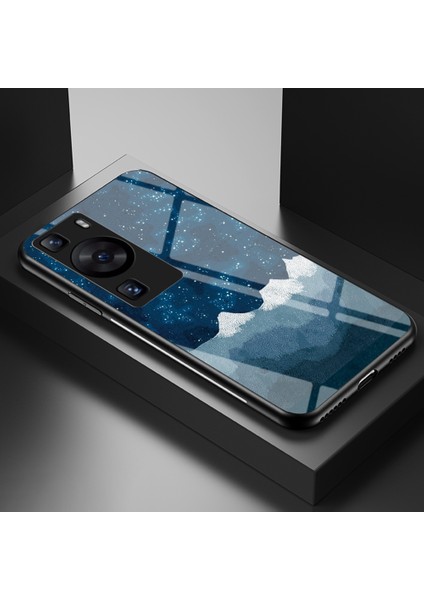 Huawei P60 / P60 Pro 5g Pc+Tpu+Temperli Cam Yıldızlı Gökyüzü Desen Desen Kılıf Damalı Kapak (Yurt Dışından)