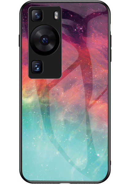 Huawei P60 / P60 Pro 5g Pc+Tpu+Temperli Cam Yıldızlı Gökyüzü Desen Desen Kılıf Damalı Kapak (Yurt Dışından)