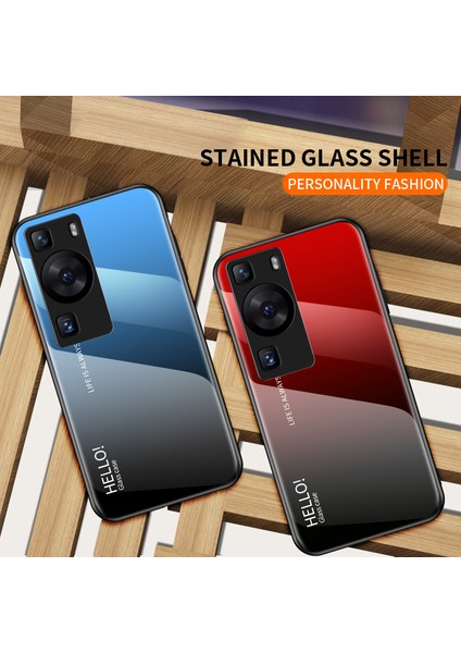Huawei P60 / P60 Pro Gradyan Telefon Kılıfı Temperlenmiş Cam+Pc+Tpu Şok Geçirmez Telefon Kapağı (Yurt Dışından)