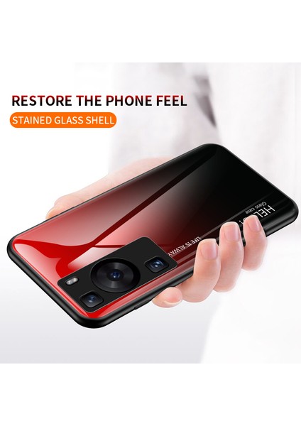 Huawei P60 / P60 Pro Gradyan Telefon Kılıfı Temperlenmiş Cam+Pc+Tpu Şok Geçirmez Telefon Kapağı (Yurt Dışından)