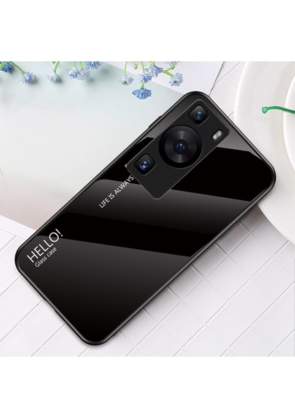 Huawei P60 / P60 Pro Gradyan Telefon Kılıfı Temperlenmiş Cam+Pc+Tpu Şok Geçirmez Telefon Kapağı (Yurt Dışından)