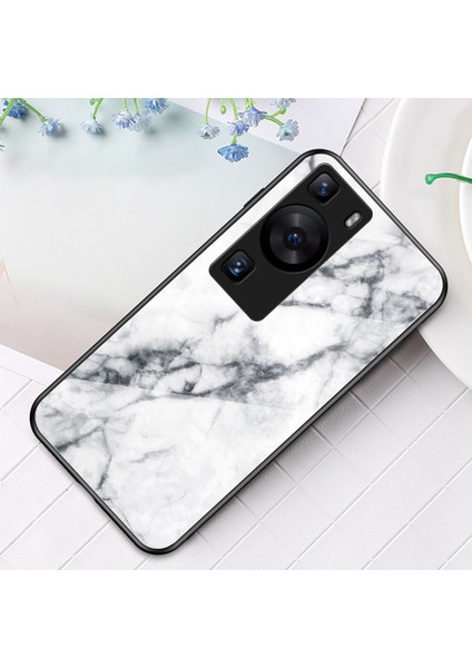 Huawei P60 / P60 Pro Marble Desen Telefon Kapağı Temperli Cam+Pc+Tpu Anti-Drop Anti Kılıf (Yurt Dışından) indirimleri