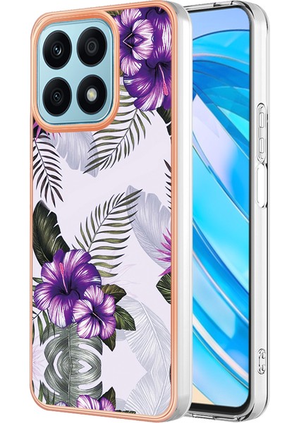 Honor X8A 4g Mermer Çiçek Deseni Imd Telefon Kılıfı Elektraplatma Tpu Bırak-Kötü Kapak (Yurt Dışından)