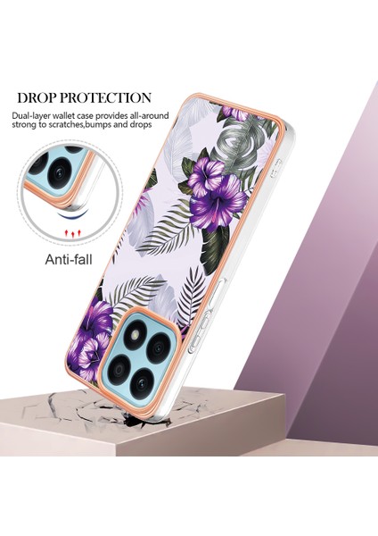 Honor X8A 4g Mermer Çiçek Deseni Imd Telefon Kılıfı Elektraplatma Tpu Bırak-Kötü Kapak (Yurt Dışından)