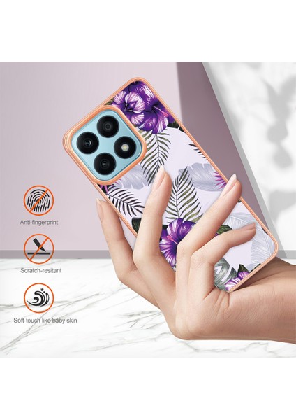 Honor X8A 4g Mermer Çiçek Deseni Imd Telefon Kılıfı Elektraplatma Tpu Bırak-Kötü Kapak (Yurt Dışından)