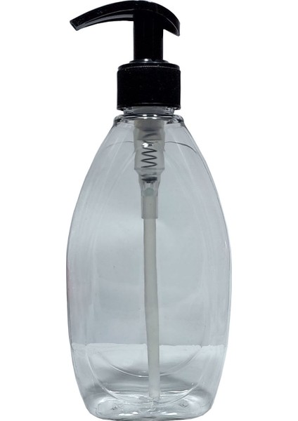 10 Adet 400 Ml Sıvı Sabunluk Siyah Pompalı Yassı Model Boş Şişe