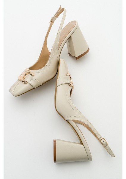 Forlev Ekru Bej Cilt Kadın Topuklu Ayakkabı indirimleri