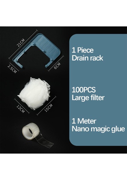 Lavabo Süzgeci Imha Tripod Anti-Çöp Tıpa Gıda Yakalayıcı Mavi (Yurt Dışından)