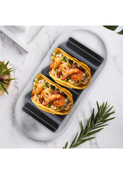 2 Paket Paslanmaz Çelik Taco Tutucu Taco Pişirme Rafı Rulo Gıda Rafı Stant Siyah ve Gül Altın (Yurt Dışından)
