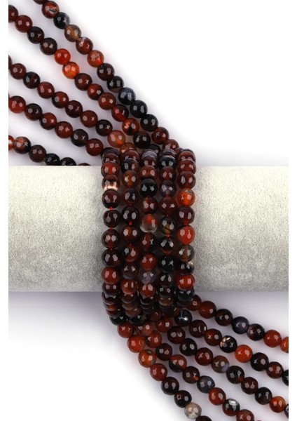 Kahverengi Akik Doğal Taş Dizi 8 mm Fasetli Küre Kesim