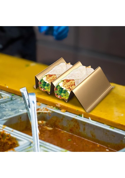 2 Paket Paslanmaz Çelik Taco Tutucu Taco Fırın Rafı Rulo Gıda Rafı Altın ve Siyah (Yurt Dışından)
