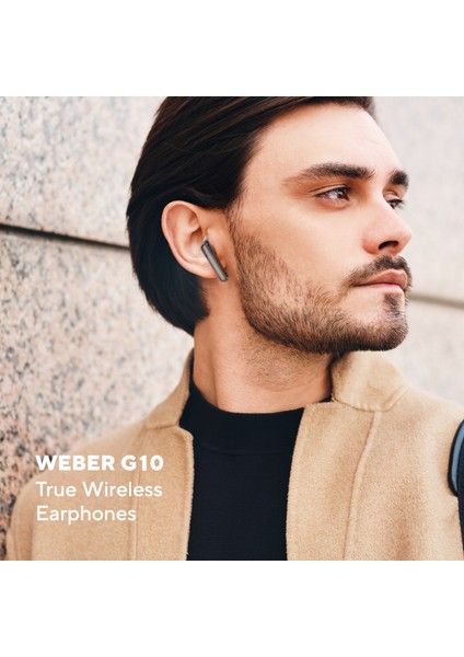 Weber G10 Siyah Dokunmatik Gerçek Kablosuz Bluetooth V5.1 Tws Mikrofonlu Kulaklık