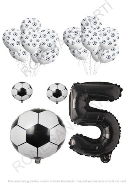 Siyah Beyaz Futbol Topu Folyo Latex Balon Seti Yaş 5