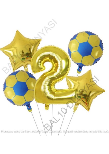 Sarı Lacivert Futbol Topu Folyo Balon Seti Yaş 2
