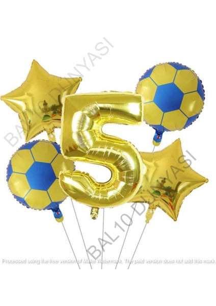 Sarı Lacivert Futbol Topu Folyo Balon Seti Yaş 5