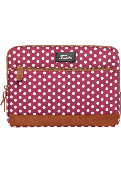 13-14 inch Burgundy Polka Dot Macbook- Laptop Çantası