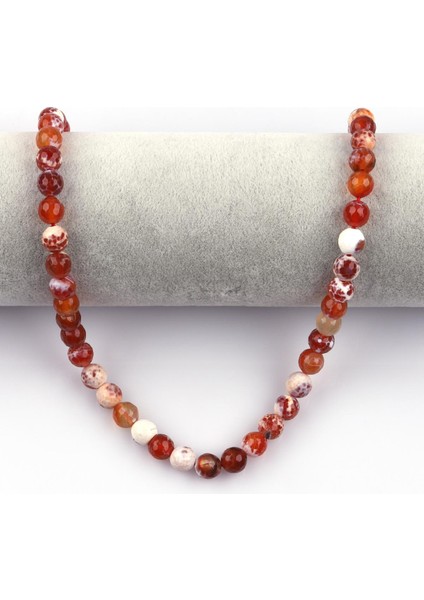 Turuncu - Beyaz Akik Doğal Taş Dizi 8 mm Fasetli Küre Kesim fiyatları