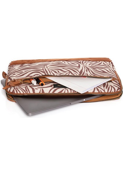 13-14 inch Cream Zebra Macbook- Laptop Çantası