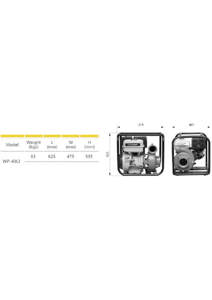 WP-40CI Yüksek Basınçlı Döküm Su Motoru 60 Mt-90 Ton/saat