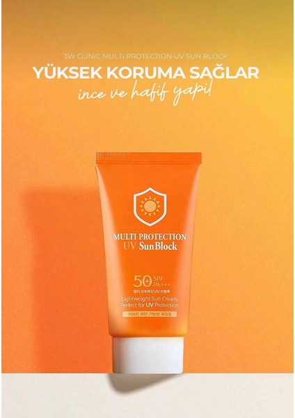 3W CLiNiC Yüksek Koruma Sağlayan İnce Yapıda SPF50+ Pa +++ Multi Sun Protection Uv Sun Block