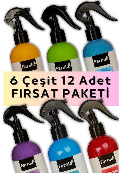 12'li 6 Farklı Koku Oda Spreyi Fırsat Paketi Seti 12 Adet x 350 ml