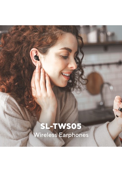SL-TWS05 Siyah Mobil Telefon Uyumlu Bluetooth TWS Mikrofonlu Kulaklık