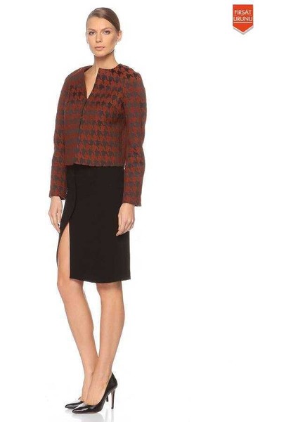 Fermuarlı Desenli Kadın Ceket Kiremit K1416019_016
