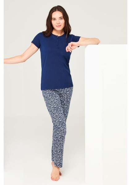 3691 Kadın 3 Düğmeli Pijama Takım