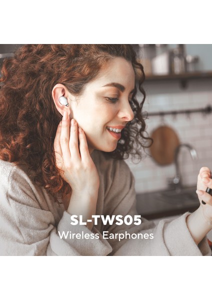 SL-TWS05 Beyaz Mobil Telefon Uyumlu Bluetooth TWS Mikrofonlu Kulaklık