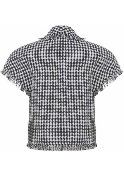 Tek Düğmeli Ceket Lacivert - Beyaz Y2316006_395