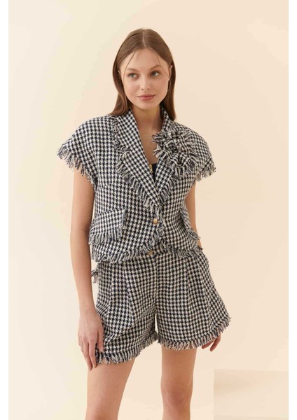 Tek Düğmeli Ceket Lacivert - Beyaz Y2316006_395