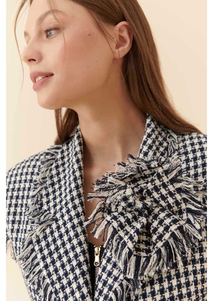 Tek Düğmeli Ceket Lacivert - Beyaz Y2316006_395 modelleri