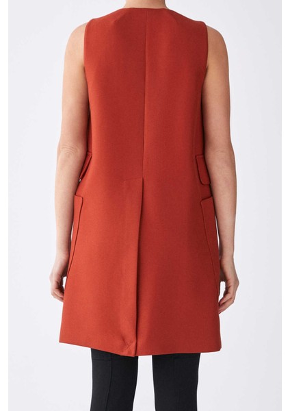 Cep Detaylı Uzun Rengi Kadın Yelek Kiremit K1917009_016 indirimleri