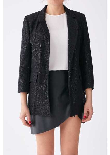 Pul İşlemeli Kadın Ceket Siyah K1916014_001 fırsatları