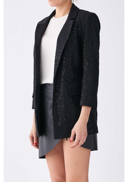 Pul İşlemeli Kadın Ceket Siyah K1916014_001