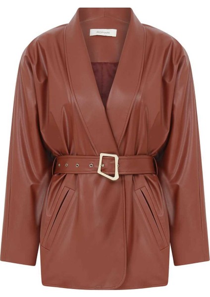 Kemerli Kadın Ceket Kiremit K2316039_016