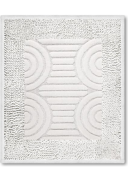 Gökkuşağı Doğal Pamuklu 2'li Banyo Kilim Seti 60X100+50X60 cm - Beyaz modelleri