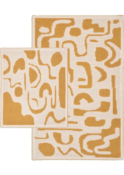 Mystic Doğal Pamuklu 2'li Banyo Kilim Seti 60X100+50X60 cm - Ekru