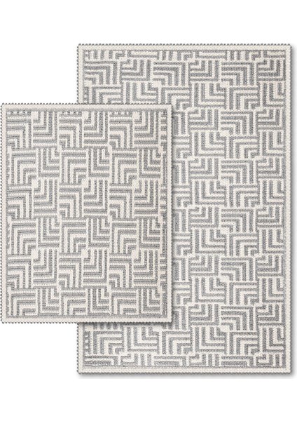 Stol Doğal Pamuklu 2'li Banyo Kilim Seti 60X100+50X60 cm - Gri